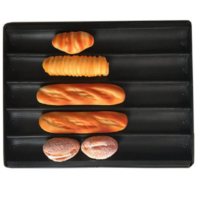 RK Bakeware China Foodservice NSF Nonstick 5 フルート 穴あきアルミニウム フレンチ バゲット パン トレイ