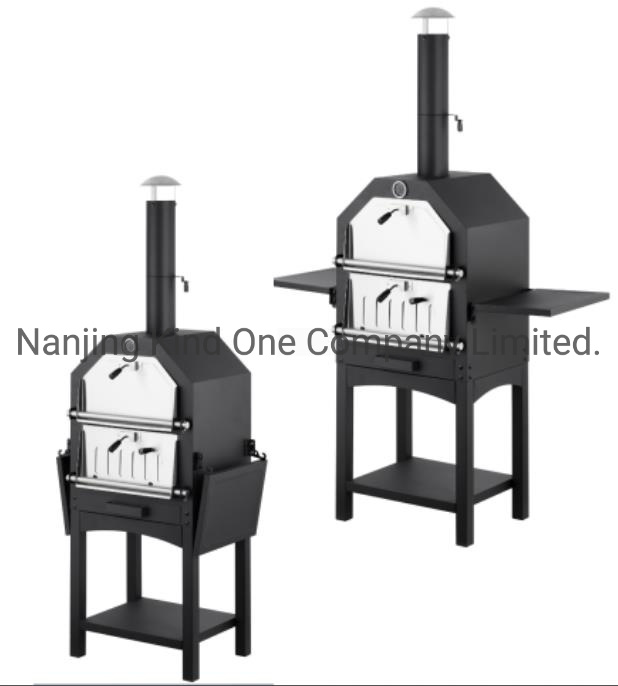 Home Use Indoor Outdoor Commercial Patio Garden Party Charcoal Pizza Oven with Two Side Tables