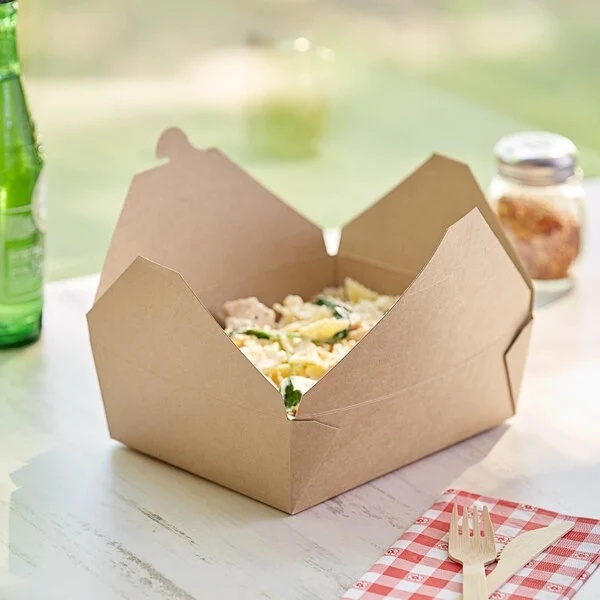 Rk Bakeware中国使い捨て可能なクラフト紙は容器の昼食の食事の食糧箱のペーパー ベーキング箱にペーパー菓子器を取る
